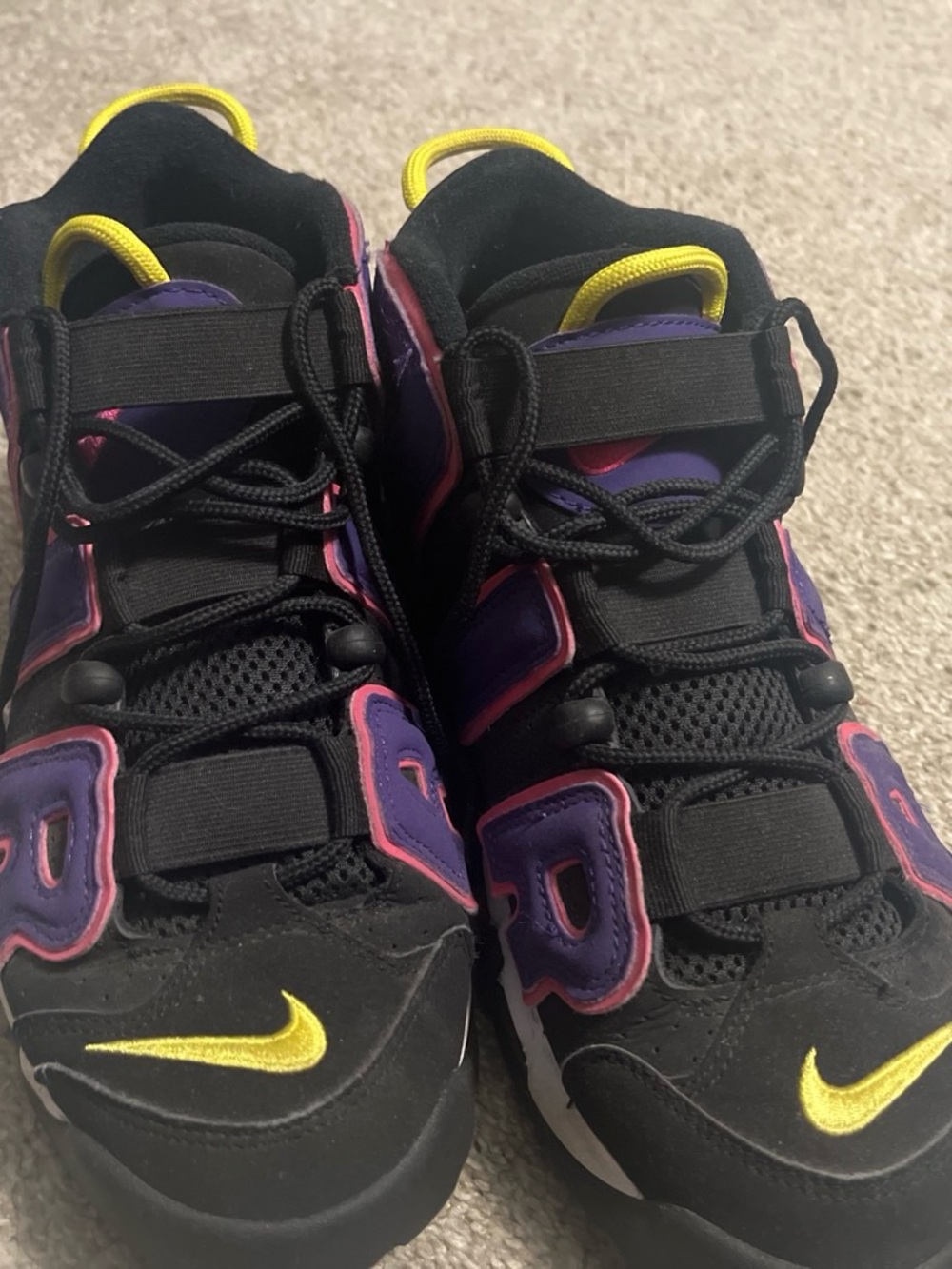 Jordan Women’s Black Jordan’s with Purple, Pink & Yellow Accents